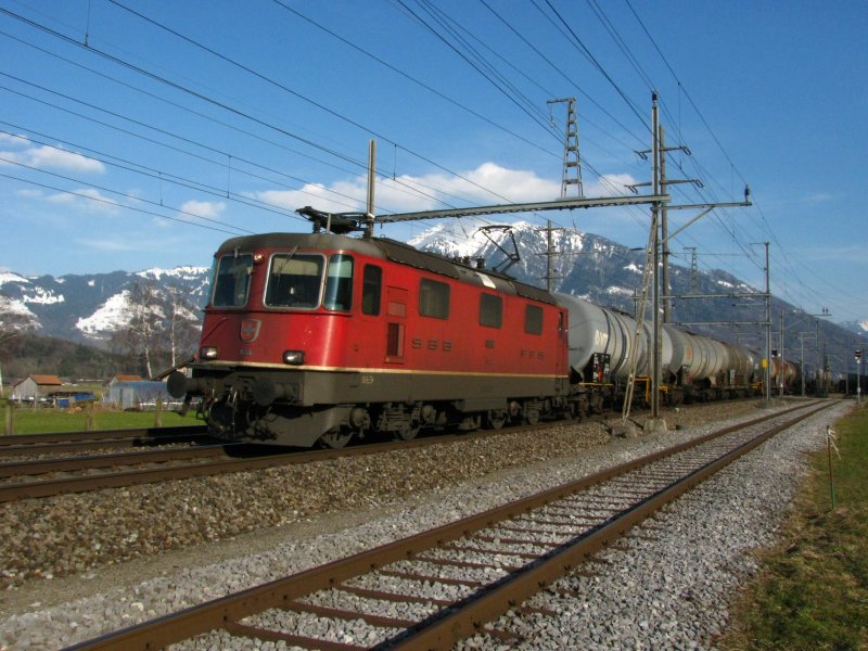 Re 4/4 11306 mit GZ bei Reichenburg am 16.03.2009